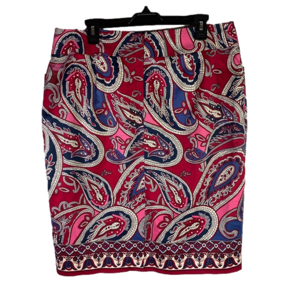 Charter Club Multi Color Paisley Straight Pencil Lined Pockets Size 14 SKU0443 - Picture 6 of 7
